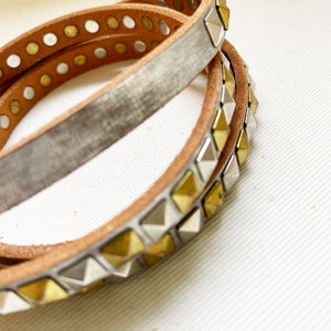 SILVER LEATHER STUDS BELT 9mm
