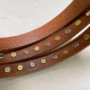 SILVER LEATHER STUDS BELT 10mm